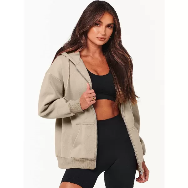 imageANRABESS Womens Oversized Zip Up Hoodies Sweatshirts Y2K Clothes Teen Girl Fall Casual Drawstring Jackets with PocketsKhaki