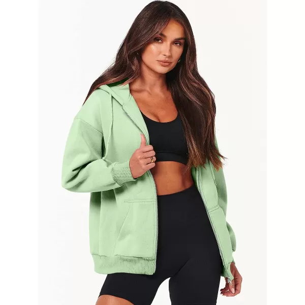 imageANRABESS Womens Oversized Zip Up Hoodies Sweatshirts Y2K Clothes Teen Girl Fall Casual Drawstring Jackets with PocketsLight Green
