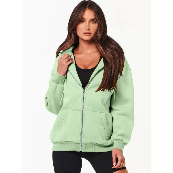 imageANRABESS Womens Oversized Zip Up Hoodies Sweatshirts Y2K Clothes Teen Girl Fall Casual Drawstring Jackets with PocketsLight Green