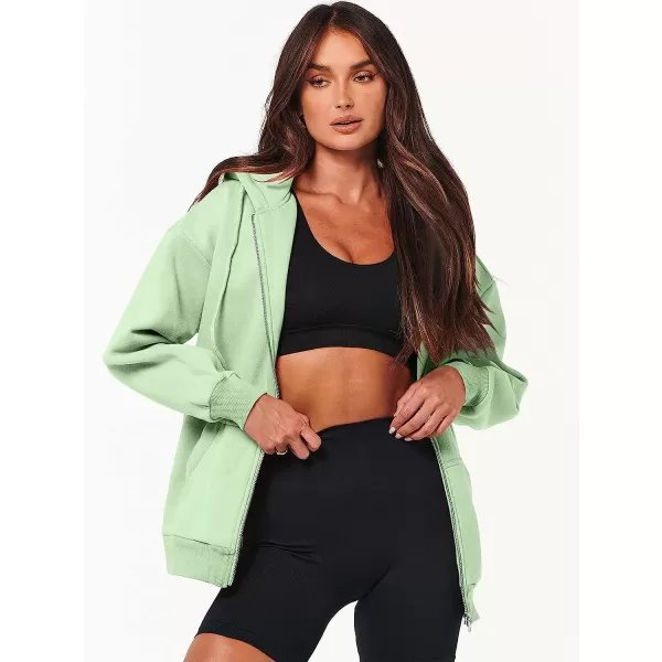 imageANRABESS Womens Oversized Zip Up Hoodies Sweatshirts Y2K Clothes Teen Girl Fall Casual Drawstring Jackets with PocketsLight Green
