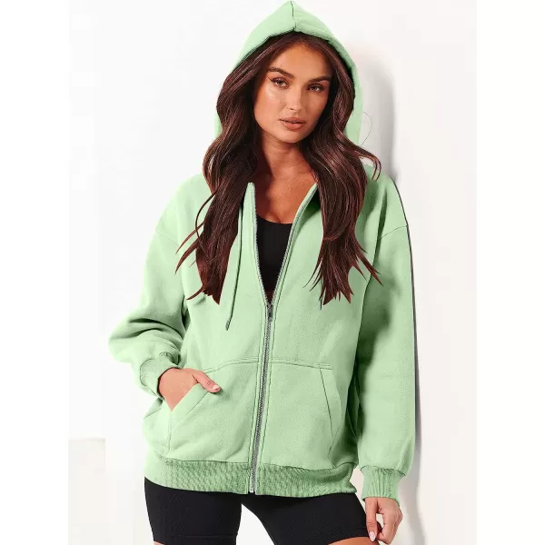 imageANRABESS Womens Oversized Zip Up Hoodies Sweatshirts Y2K Clothes Teen Girl Fall Casual Drawstring Jackets with PocketsLight Green