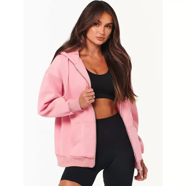 imageANRABESS Womens Oversized Zip Up Hoodies Sweatshirts Y2K Clothes Teen Girl Fall Casual Drawstring Jackets with PocketsPink
