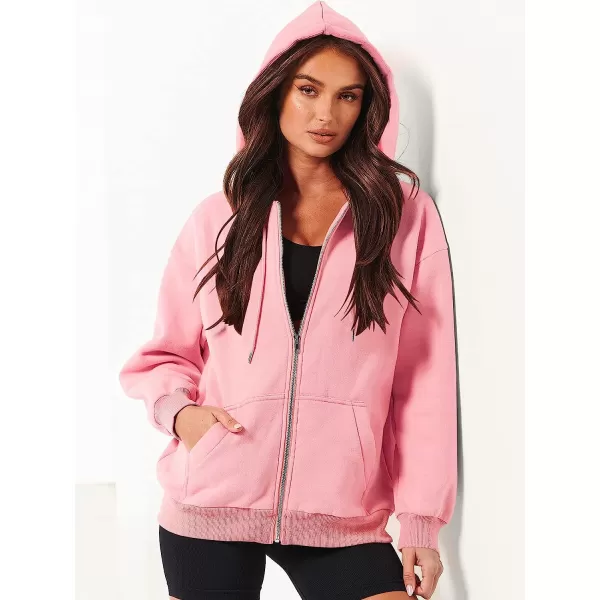 imageANRABESS Womens Oversized Zip Up Hoodies Sweatshirts Y2K Clothes Teen Girl Fall Casual Drawstring Jackets with PocketsPink