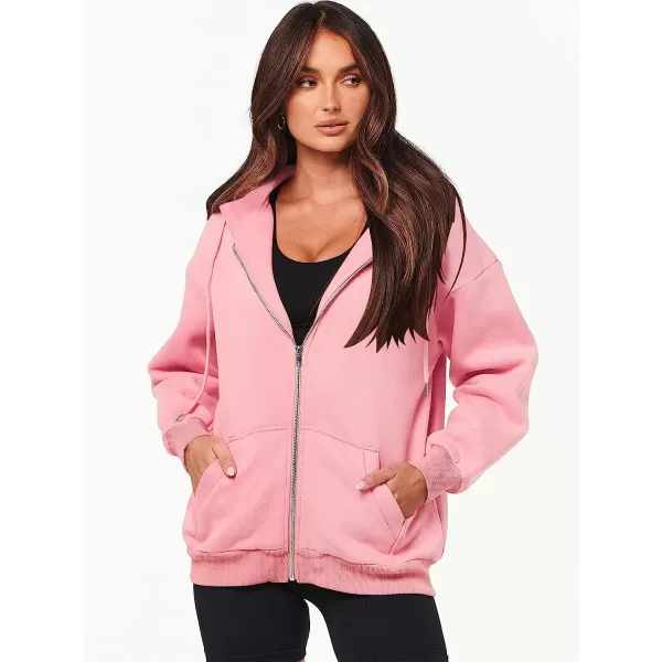 imageANRABESS Womens Oversized Zip Up Hoodies Sweatshirts Y2K Clothes Teen Girl Fall Casual Drawstring Jackets with PocketsPink