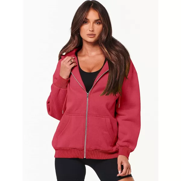 imageANRABESS Womens Oversized Zip Up Hoodies Sweatshirts Y2K Clothes Teen Girl Fall Casual Drawstring Jackets with PocketsRed