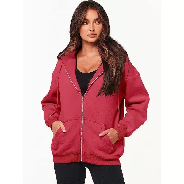 imageANRABESS Womens Oversized Zip Up Hoodies Sweatshirts Y2K Clothes Teen Girl Fall Casual Drawstring Jackets with PocketsRed