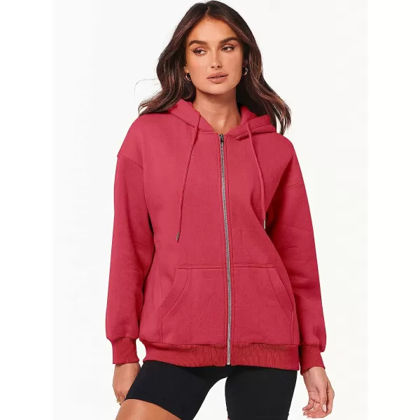 imageANRABESS Womens Oversized Zip Up Hoodies Sweatshirts Y2K Clothes Teen Girl Fall Casual Drawstring Jackets with PocketsRed