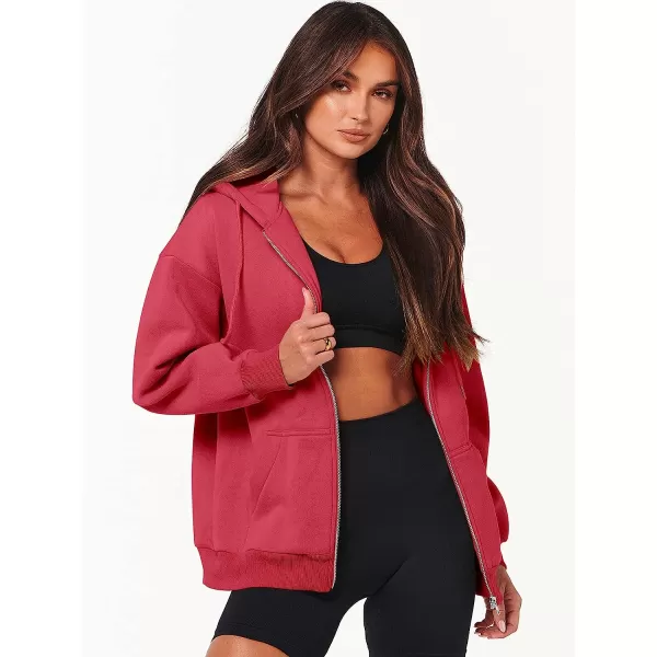 imageANRABESS Womens Oversized Zip Up Hoodies Sweatshirts Y2K Clothes Teen Girl Fall Casual Drawstring Jackets with PocketsRed