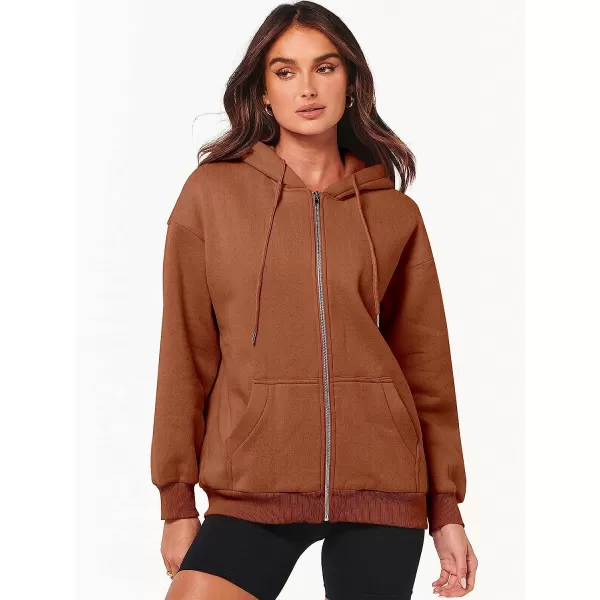 imageANRABESS Womens Oversized Zip Up Hoodies Sweatshirts Y2K Clothes Teen Girl Fall Casual Drawstring Jackets with PocketsRust