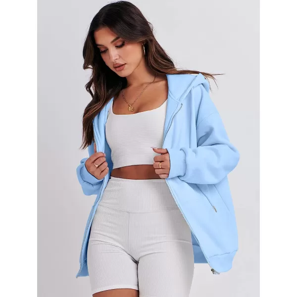 imageANRABESS Womens Oversized Zip Up Hoodies Sweatshirts Y2K Clothes Teen Girl Fall Casual Drawstring Jackets with PocketsSky