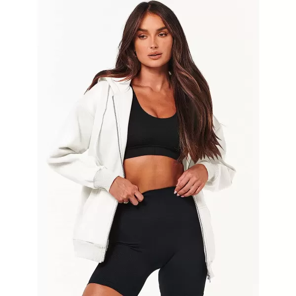 imageANRABESS Womens Oversized Zip Up Hoodies Sweatshirts Y2K Clothes Teen Girl Fall Casual Drawstring Jackets with PocketsWhite
