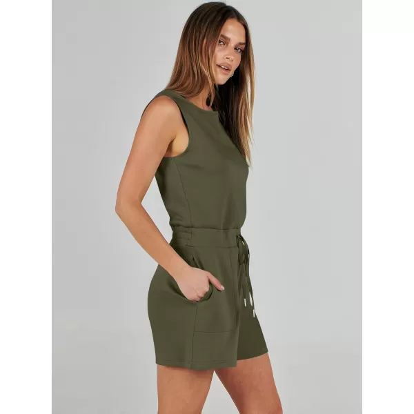 imageANRABESS Womens Rompers 2024 Casual Summer Sleeveless Adjustable Waist Shorts Jumpsuits With Pockets Fashion OutfitsArmy Green