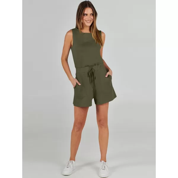 imageANRABESS Womens Rompers 2024 Casual Summer Sleeveless Adjustable Waist Shorts Jumpsuits With Pockets Fashion OutfitsArmy Green
