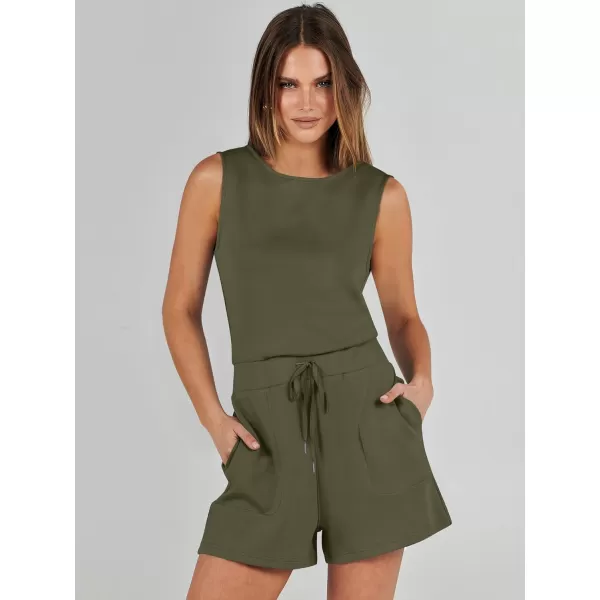 imageANRABESS Womens Rompers 2024 Casual Summer Sleeveless Adjustable Waist Shorts Jumpsuits With Pockets Fashion OutfitsArmy Green