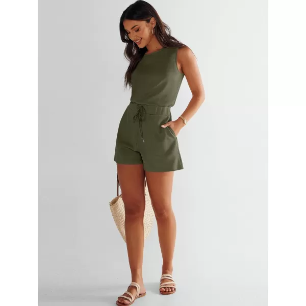 imageANRABESS Womens Rompers 2024 Casual Summer Sleeveless Adjustable Waist Shorts Jumpsuits With Pockets Fashion OutfitsArmy Green