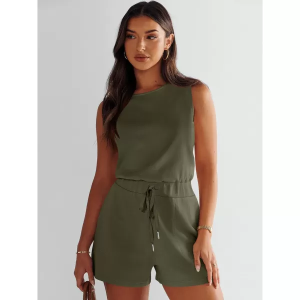 imageANRABESS Womens Rompers 2024 Casual Summer Sleeveless Adjustable Waist Shorts Jumpsuits With Pockets Fashion OutfitsArmy Green