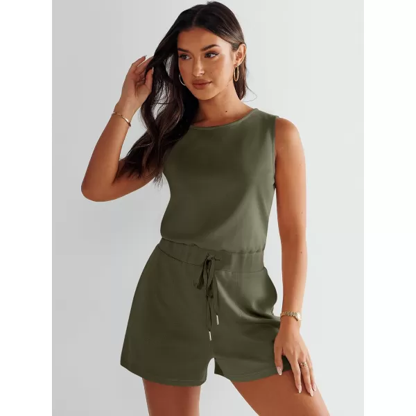 imageANRABESS Womens Rompers 2024 Casual Summer Sleeveless Adjustable Waist Shorts Jumpsuits With Pockets Fashion OutfitsArmy Green