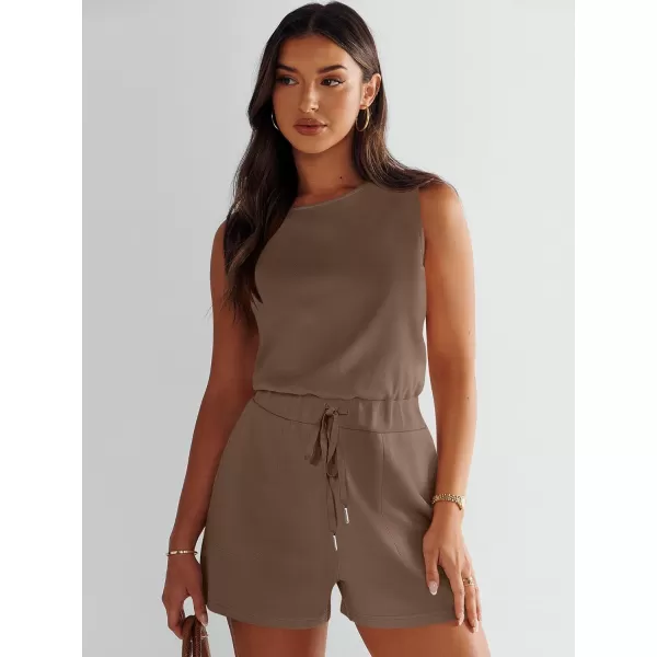 imageANRABESS Womens Rompers 2024 Casual Summer Sleeveless Adjustable Waist Shorts Jumpsuits With Pockets Fashion OutfitsBrown