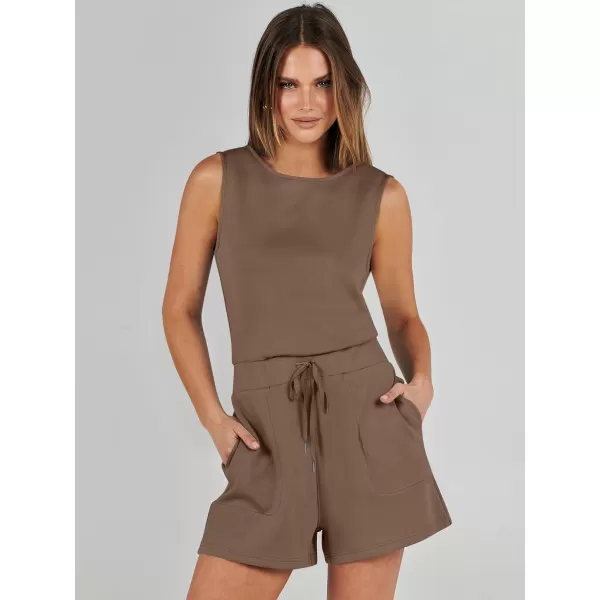 imageANRABESS Womens Rompers 2024 Casual Summer Sleeveless Adjustable Waist Shorts Jumpsuits With Pockets Fashion OutfitsBrown