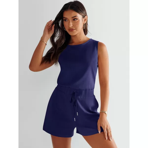imageANRABESS Womens Rompers 2024 Casual Summer Sleeveless Adjustable Waist Shorts Jumpsuits With Pockets Fashion OutfitsNavy Blue