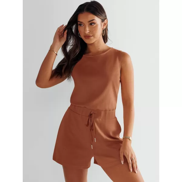imageANRABESS Womens Rompers 2024 Casual Summer Sleeveless Adjustable Waist Shorts Jumpsuits With Pockets Fashion OutfitsRust
