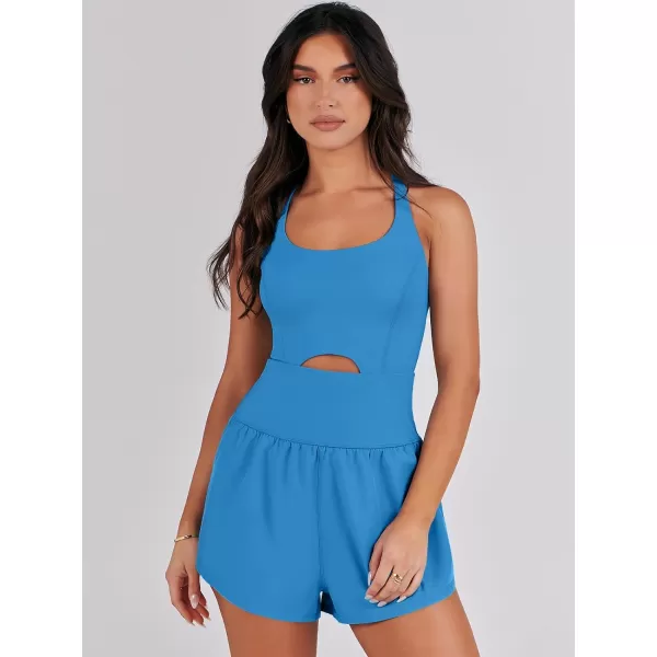 imageANRABESS Womens Running Onesie Workout Rompers Summer One Piece Outfits Exercise Jumpsuits Gym Yoga ClothesBlue