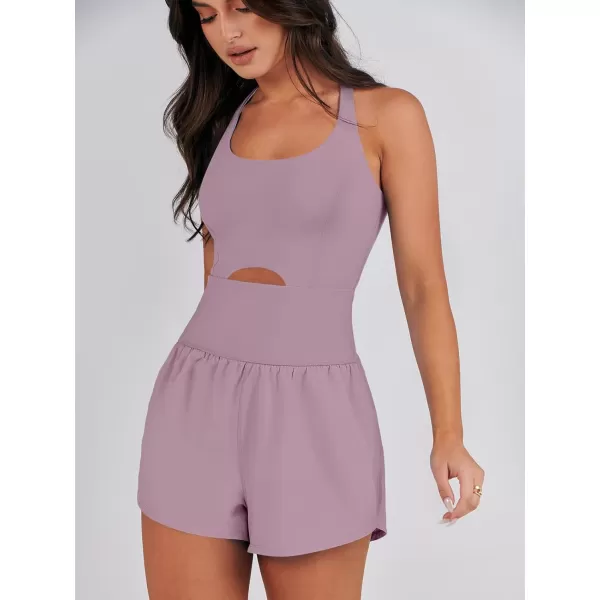 imageANRABESS Womens Running Onesie Workout Rompers Summer One Piece Outfits Exercise Jumpsuits Gym Yoga ClothesGrey Purple