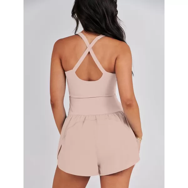 imageANRABESS Womens Running Onesie Workout Rompers Summer One Piece Outfits Exercise Jumpsuits Gym Yoga ClothesLight Pink