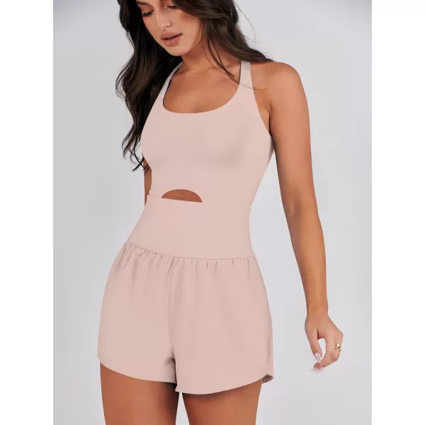 imageANRABESS Womens Running Onesie Workout Rompers Summer One Piece Outfits Exercise Jumpsuits Gym Yoga ClothesLight Pink