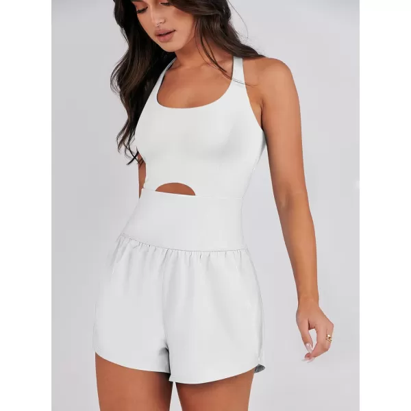 imageANRABESS Womens Running Onesie Workout Rompers Summer One Piece Outfits Exercise Jumpsuits Gym Yoga ClothesWhite