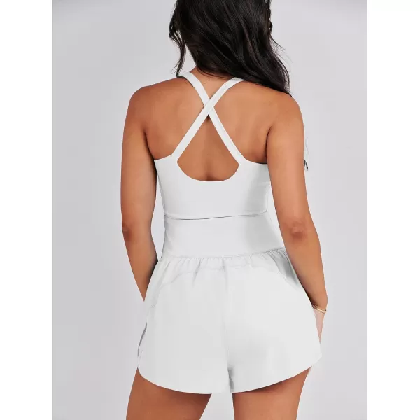 imageANRABESS Womens Running Onesie Workout Rompers Summer One Piece Outfits Exercise Jumpsuits Gym Yoga ClothesWhite