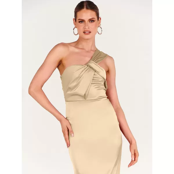 imageANRABESS Womens Satin One Shoulder Wedding Guest Bodycon Dress Cocktail Evening Party Maxi DressesApricot