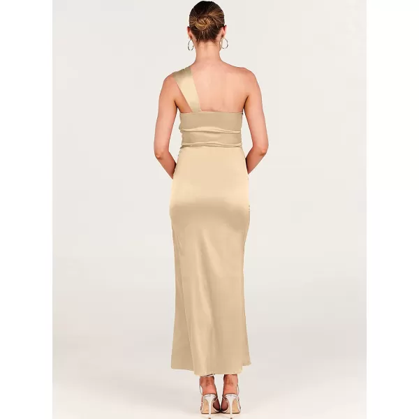 imageANRABESS Womens Satin One Shoulder Wedding Guest Bodycon Dress Cocktail Evening Party Maxi DressesApricot