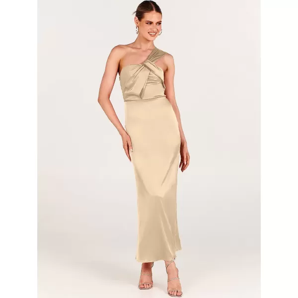 imageANRABESS Womens Satin One Shoulder Wedding Guest Bodycon Dress Cocktail Evening Party Maxi DressesApricot