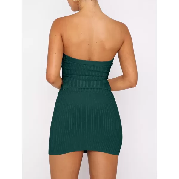 imageANRABESS Womens Sexy Summer Two Piece Outfits Bandeau Going Out Crop Tops Bodycon Skirt Set Mini Dress SuitsDark Green
