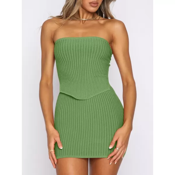 imageANRABESS Womens Sexy Summer Two Piece Outfits Bandeau Going Out Crop Tops Bodycon Skirt Set Mini Dress SuitsGreen