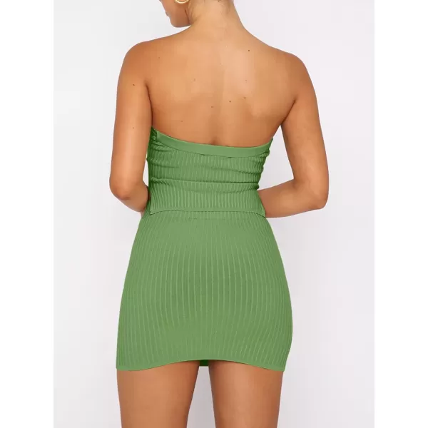imageANRABESS Womens Sexy Summer Two Piece Outfits Bandeau Going Out Crop Tops Bodycon Skirt Set Mini Dress SuitsGreen