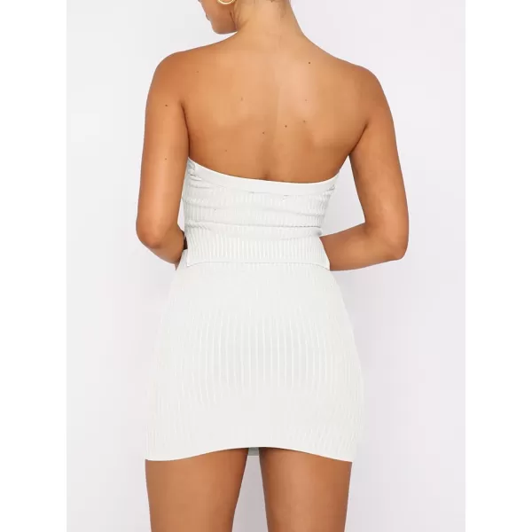 imageANRABESS Womens Sexy Summer Two Piece Outfits Bandeau Going Out Crop Tops Bodycon Skirt Set Mini Dress SuitsWhite
