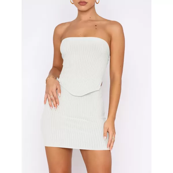 imageANRABESS Womens Sexy Summer Two Piece Outfits Bandeau Going Out Crop Tops Bodycon Skirt Set Mini Dress SuitsWhite