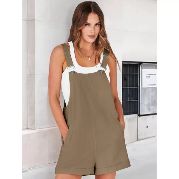 imageANRABESS Womens Short Overalls Casual Summer Adjustable Strap Loose Bib Shortalls Jumpsuits Rompers with PocketsCoffee