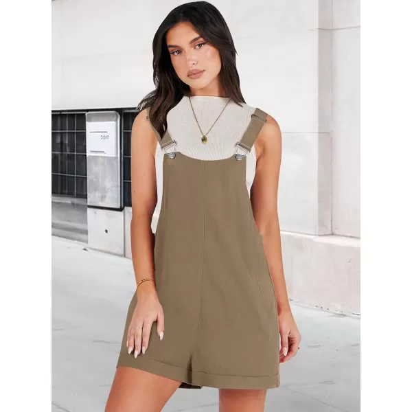 imageANRABESS Womens Short Overalls Casual Summer Adjustable Strap Loose Bib Shortalls Jumpsuits Rompers with PocketsCoffee