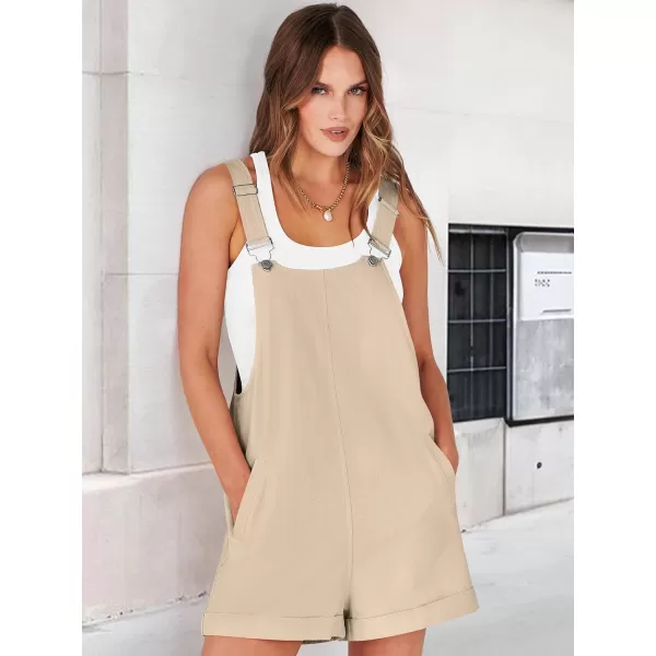 imageANRABESS Womens Short Overalls Casual Summer Adjustable Strap Loose Bib Shortalls Jumpsuits Rompers with PocketsKhaki