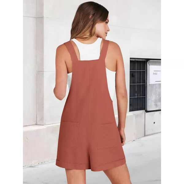 imageANRABESS Womens Short Overalls Casual Summer Adjustable Strap Loose Bib Shortalls Jumpsuits Rompers with PocketsRust