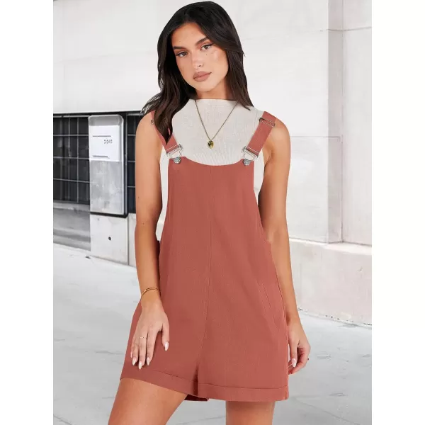 imageANRABESS Womens Short Overalls Casual Summer Adjustable Strap Loose Bib Shortalls Jumpsuits Rompers with PocketsRust