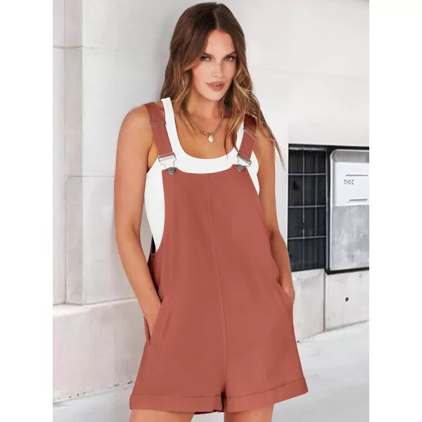 imageANRABESS Womens Short Overalls Casual Summer Adjustable Strap Loose Bib Shortalls Jumpsuits Rompers with PocketsRust