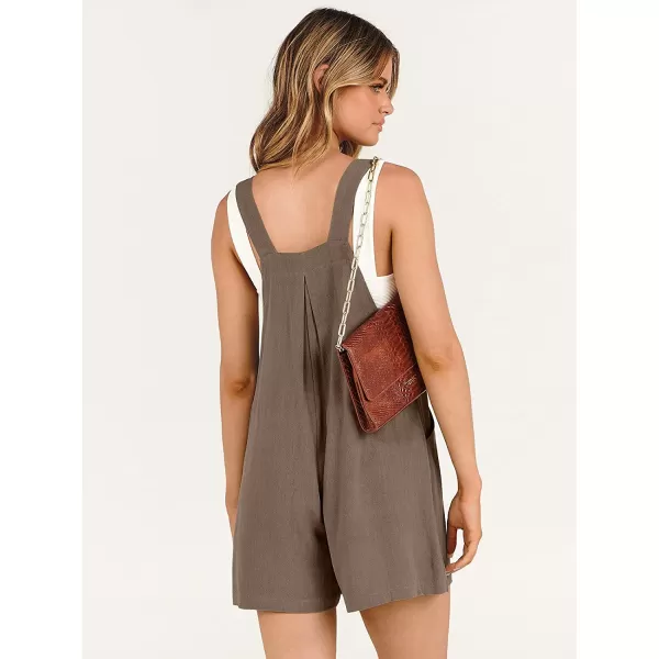 imageANRABESS Womens Short Overalls Summer Casual Adjustable Strap Loose Linen Short Bib Overalls Jumpsuit RompersBrown