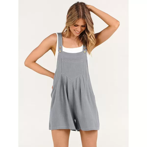 imageANRABESS Womens Short Overalls Summer Casual Adjustable Strap Loose Linen Short Bib Overalls Jumpsuit RompersGray