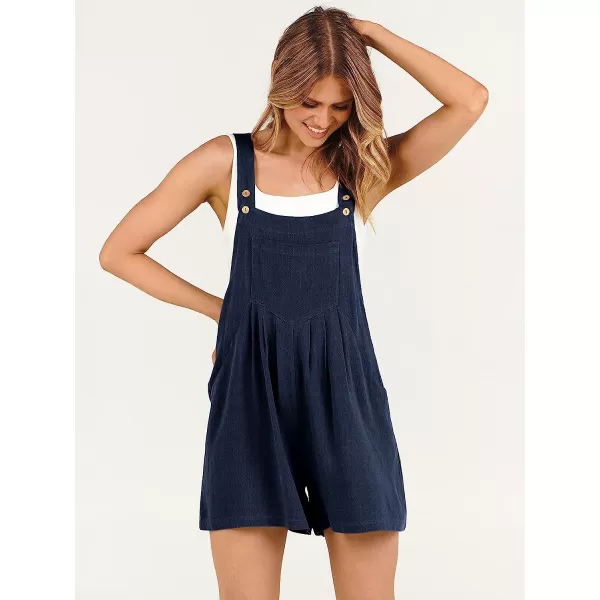 imageANRABESS Womens Short Overalls Summer Casual Adjustable Strap Loose Linen Short Bib Overalls Jumpsuit RompersNavy Blue
