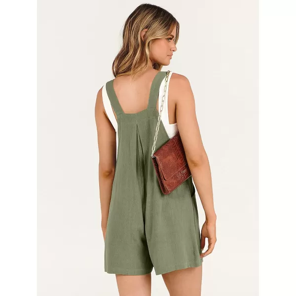 imageANRABESS Womens Short Overalls Summer Casual Adjustable Strap Loose Linen Short Bib Overalls Jumpsuit RompersOlive