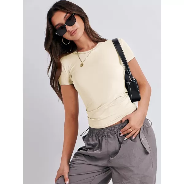 imageANRABESS Womens Short Sleeve Slim Fit Crop Top Going Out TightShirts Summer Basic TeesApricot